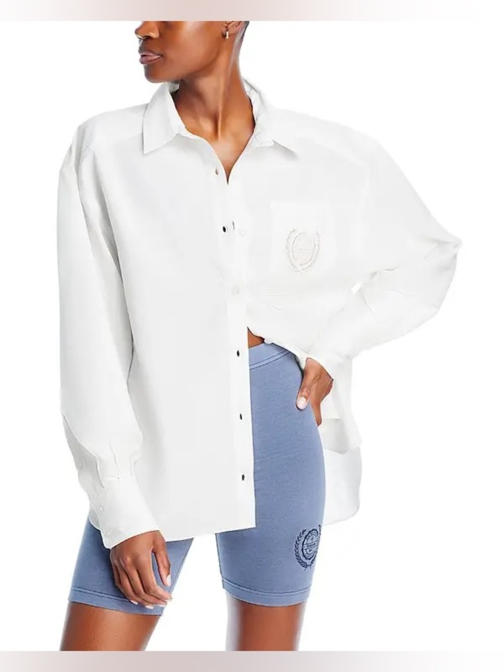 ANINE BING x Reebok Tailored White Logo Button Down Shirt Size Medium